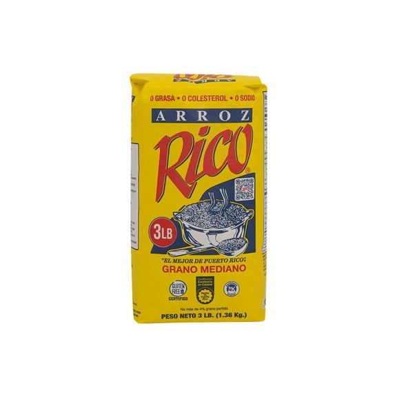 Rico Medium Grain White Rice, 3 Pounds, Gluten Free, No Allergens