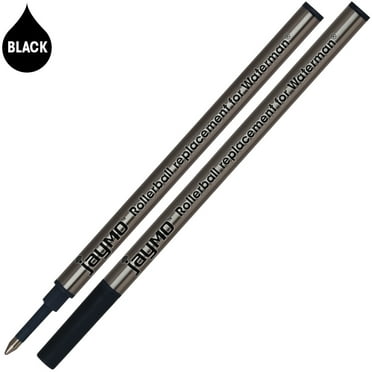 Jaymo Replacement for Waterman 540951 - Measures 4.3 in / 109 mm Long - Rollerball Pen Refill - 2 Black