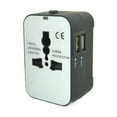 thumbnail image 1 of Travel Tech Elite, adaptador internacional con puertos USB de aleación de aluminio, obturadores de seguridad y toma de corriente CA para dispositivos globales (tamaño: 7,7 x 5 x 4 cm), 1 of 5