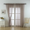 thumbnail image 1 of Yipa Tulle Curtains Panel Rod Pocket Sheer Window Curtain Treatments Long Voile Windows Drapes Light Filtering Lightweight Semi Solid Linen Textured Brown W: 52" x H: 84", 1 of 6