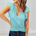 thumbnail image 3 of Mittory Womens Casual V Neck Blouse Tops Frilled Ruffles Solid Sleeveless Tanks, 3 of 5