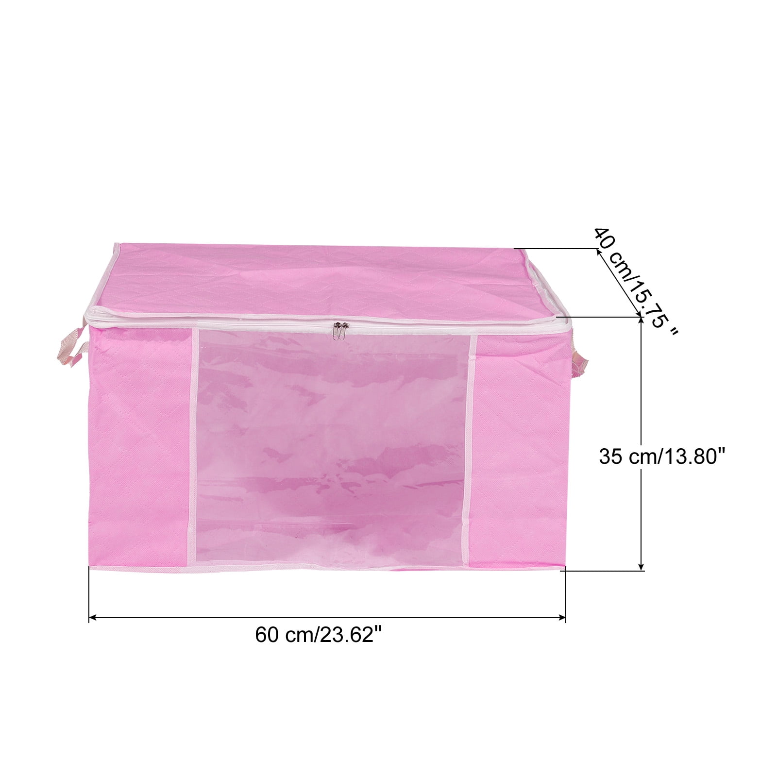 Unique Bargains Clothes Storage Bag Foldable Closet Organizers with Handles Pink