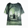 thumbnail image 4 of Godom Halloween T Shirts for Women Oversized Shirt Ghost Graphic Button Casual Short Sleeve Tees, 4 of 7
