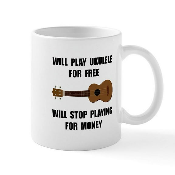 CafePress - Ukulele Playing Mug - 11 oz Ceramic Mug - Novelty Coffee Tea Cup