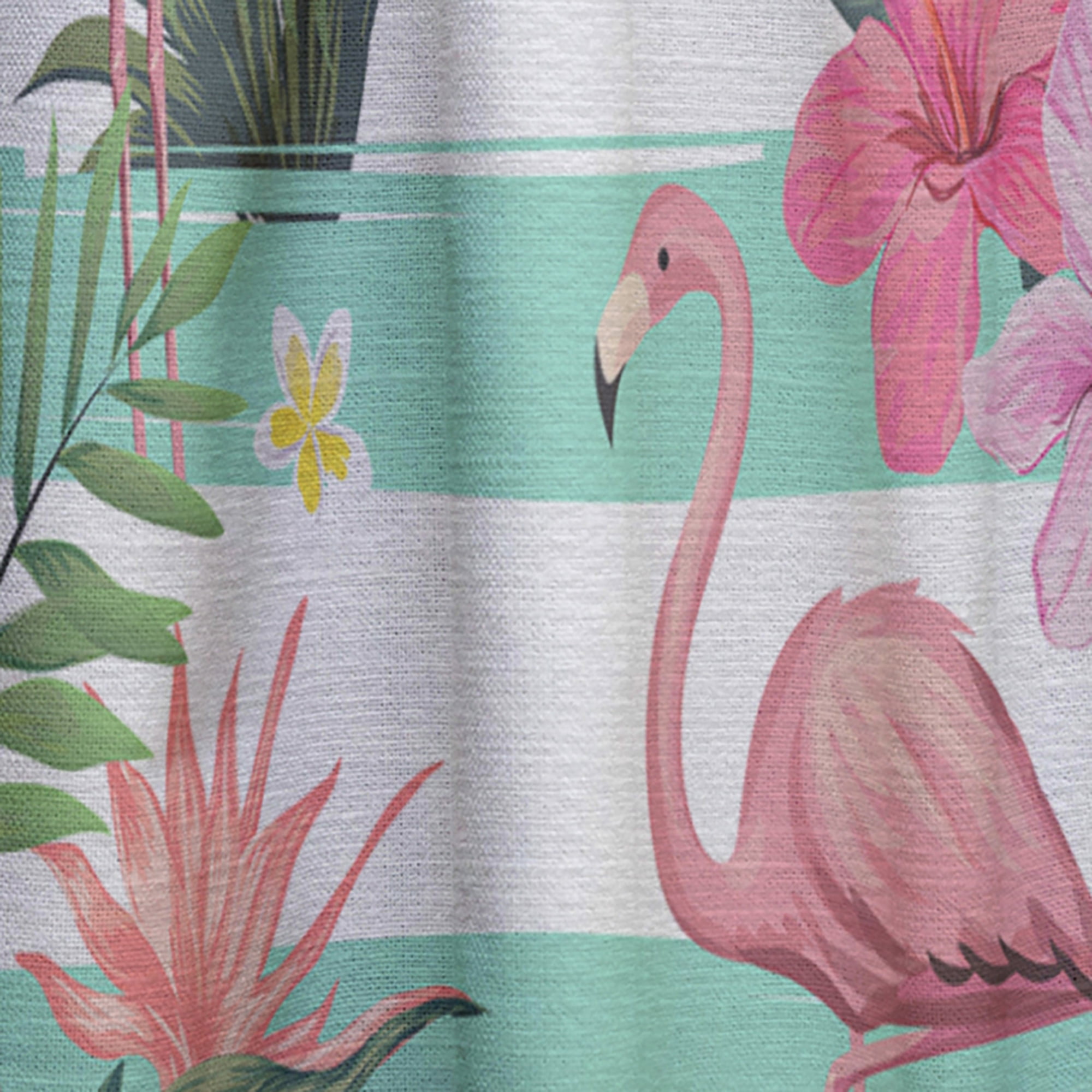 Designart 'Tropical Botanicals, Flamingo and Flowers' Mid-Century Modern Curtain Panel