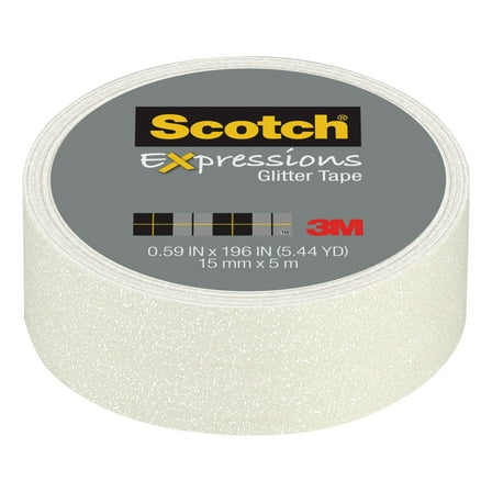 Scotch Expressions Glitter Tape, White, .59" x 196", 1 Roll