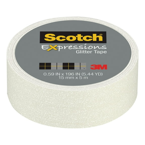 Scotch Expressions Glitter Tape, White, .59" x 196", 1 Roll