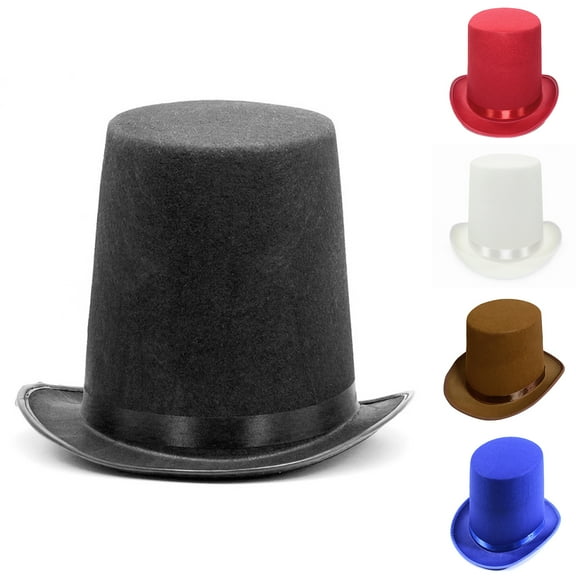High Top Hat Magician High Hat British Black Jazz Topper Hat Male And Female Court Gentleman Flat Felt Hat for Performances Role Play Christmas