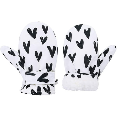 

Zando Kids Ski Mittens Girls Boys Ski Gloves Waterproof Warm Snow Gloves for Winter Outdoor Activities White Love S