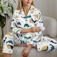 thumbnail image 5 of KLL Cute Whale Print Women's Long Sleeve Pajamas with Pants Sleepwear Loungewear 2 Set-Small, 5 of 7