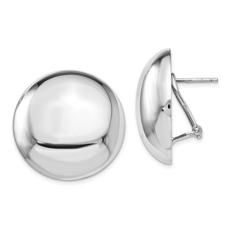 925 Sterling Silver Button Omega Back Studs Earrings - 26mm x 25mm