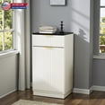 thumbnail image 2 of Hassch Tilt-Out Fluted Trash Cabinet with Drawer, 10-Gallon Hidden Garbage Can Storage, Slim Kitchen Waste Bin Holder, for Kitchen, Bathroom or Laundry Room, Antique White+Black, 2 of 10