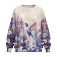 thumbnail image 4 of HELLHERO Hummingbird Daisy Flower Print Sweatshirt for Women Oversized Long Sleeve Crewneck Pullover Tops with Pocket Size L, 4 of 7