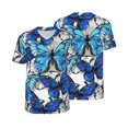 thumbnail image 6 of Rocae Blue and White Butterflies for Breathable Men's Baseball T-Shirt Fashionable Casual Baseball Jersey, Moisture-wicking Sportswear Medium, 6 of 9