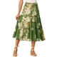 thumbnail image 1 of Falda Floral Chic de Mujer con Cintura Alta Elástica y Longitud hasta el Tobillo en Chiffon Silueta en A L Verde Oscuro, 1 of 6