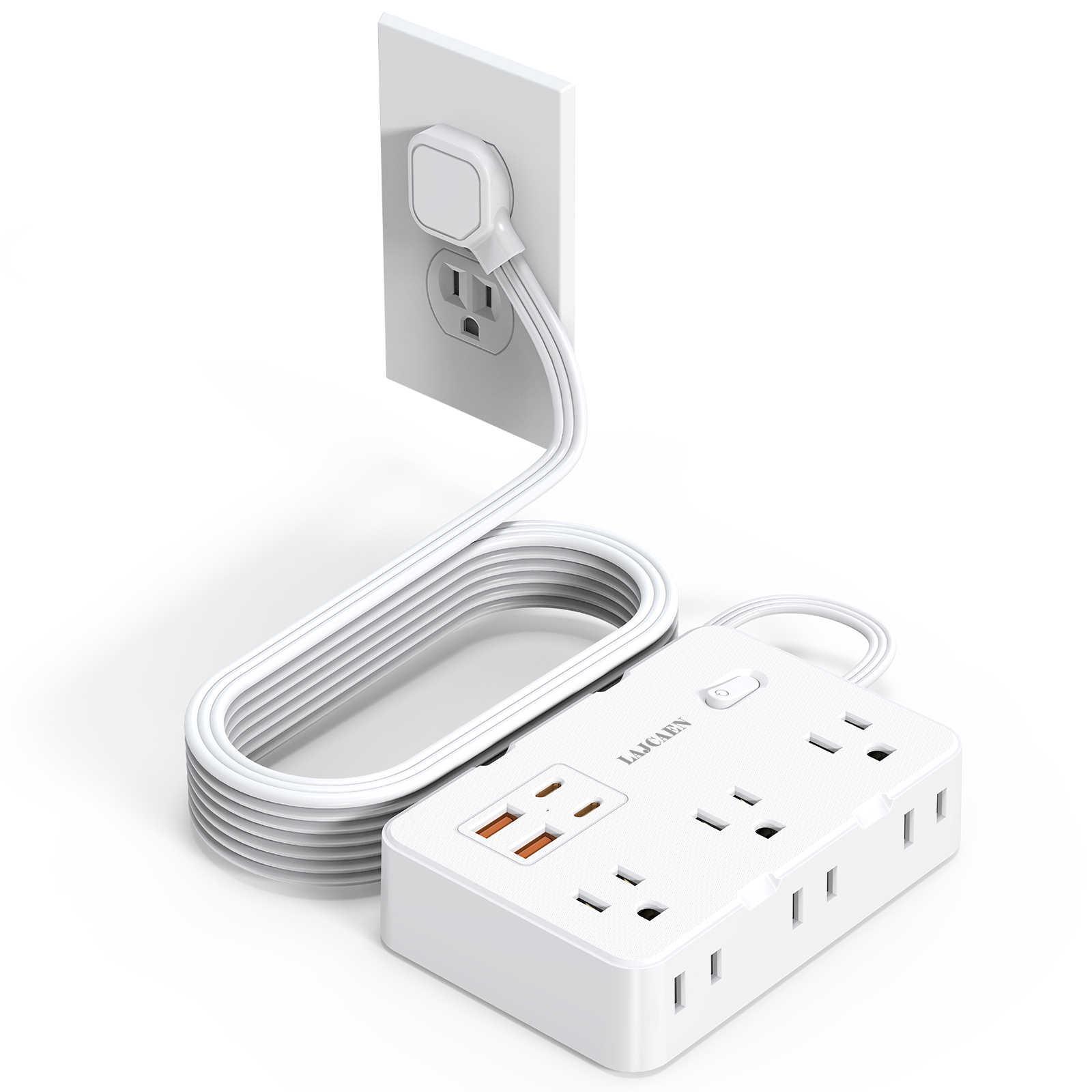 LAJCAEN 5-Foot Power Strip with 6 Outlets and 4 USB Ports photo 1