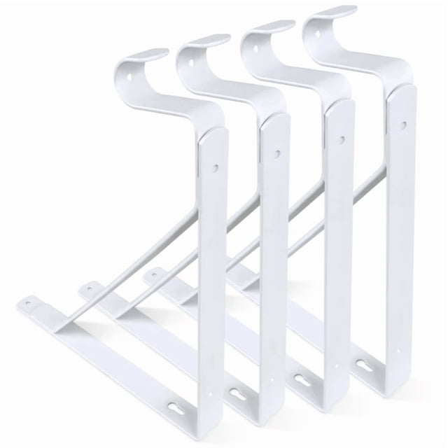 Lot de 4 Supports Robustes pour Tringle de Garde-Robe Support Blanc Mural Support d'Étagère Cintre
