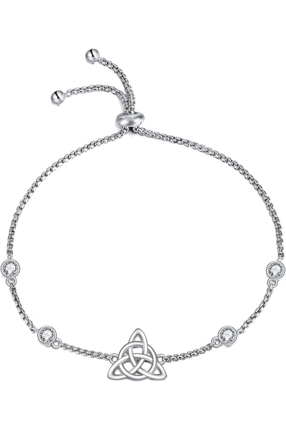 Celtic Knot Bracelet 925 Sterling Silver Trinity Knot Link Chain Bracelets Irish Jewelry Gifts for Women