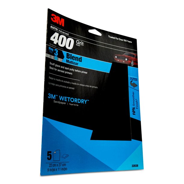 3M Wetordry Sandpaper, 32038, 400 Grit, 9 in x 11 in, 5 per pack, 20