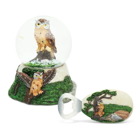 - Puzzled Owl Resin Stone Finish Collection including Snow Globe and Magnet Bot