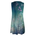 thumbnail image 4 of weeloloe Clearance Clothes Womens Dresses 2024 Spring Summer Sleeveless Strap Round Neck Loose Floral Printed Colorful Swing Sundress Beach Vacation Daily Mini Dress Dark Blue L, 4 of 4