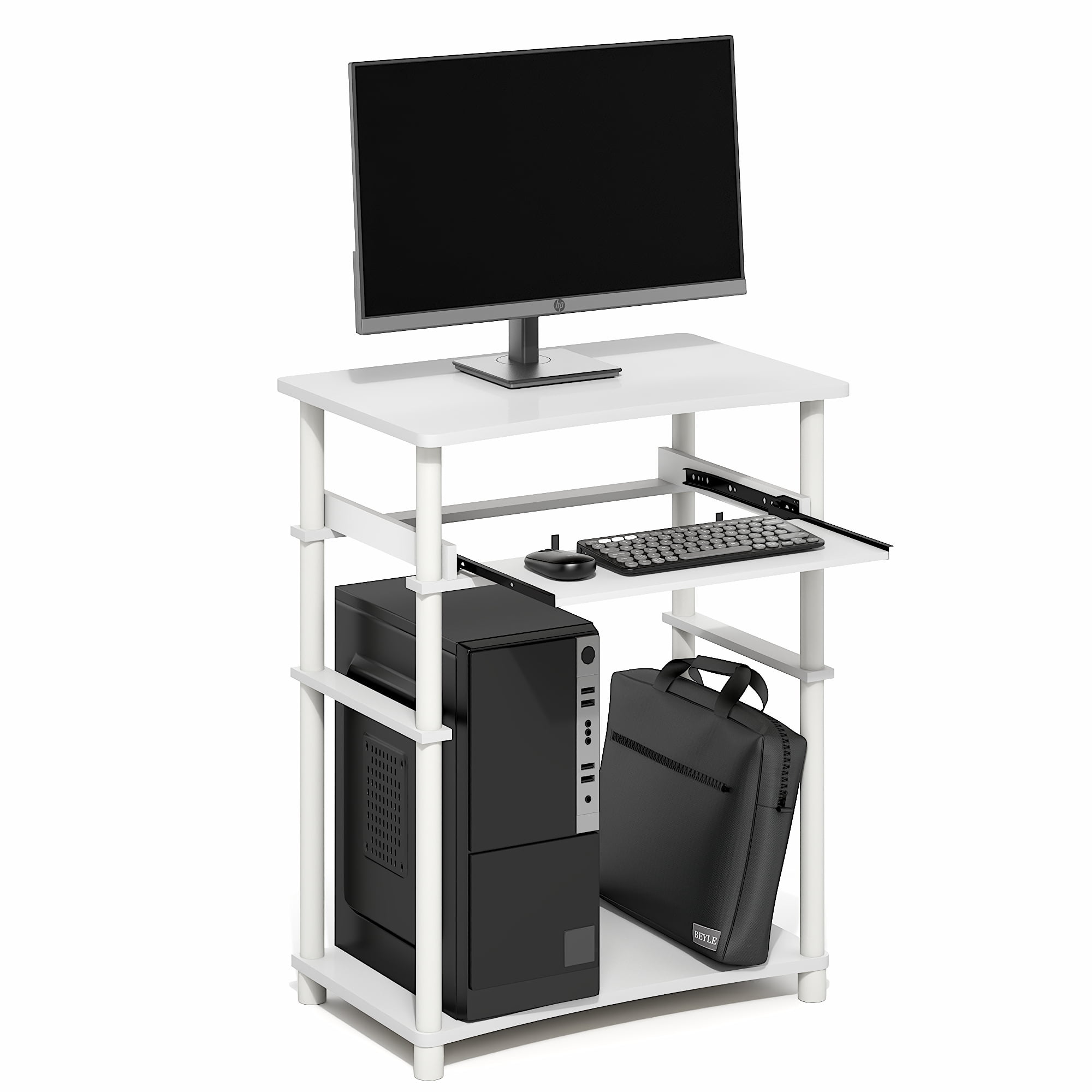 Furinno HOME 23.6 Wide Gaming Desk with Keyboard Tray White
