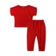 thumbnail image 1 of Sudadera Para Niños Pequeños Niño Bebé Niño Niña Color Sólido Pantalones De Manga Corta Suéter Dos Piezas Ropa Deportiva Suave Y Cómoda Traje Para Niñas Rojo Odeerbi LM103-9936, 1 of 9