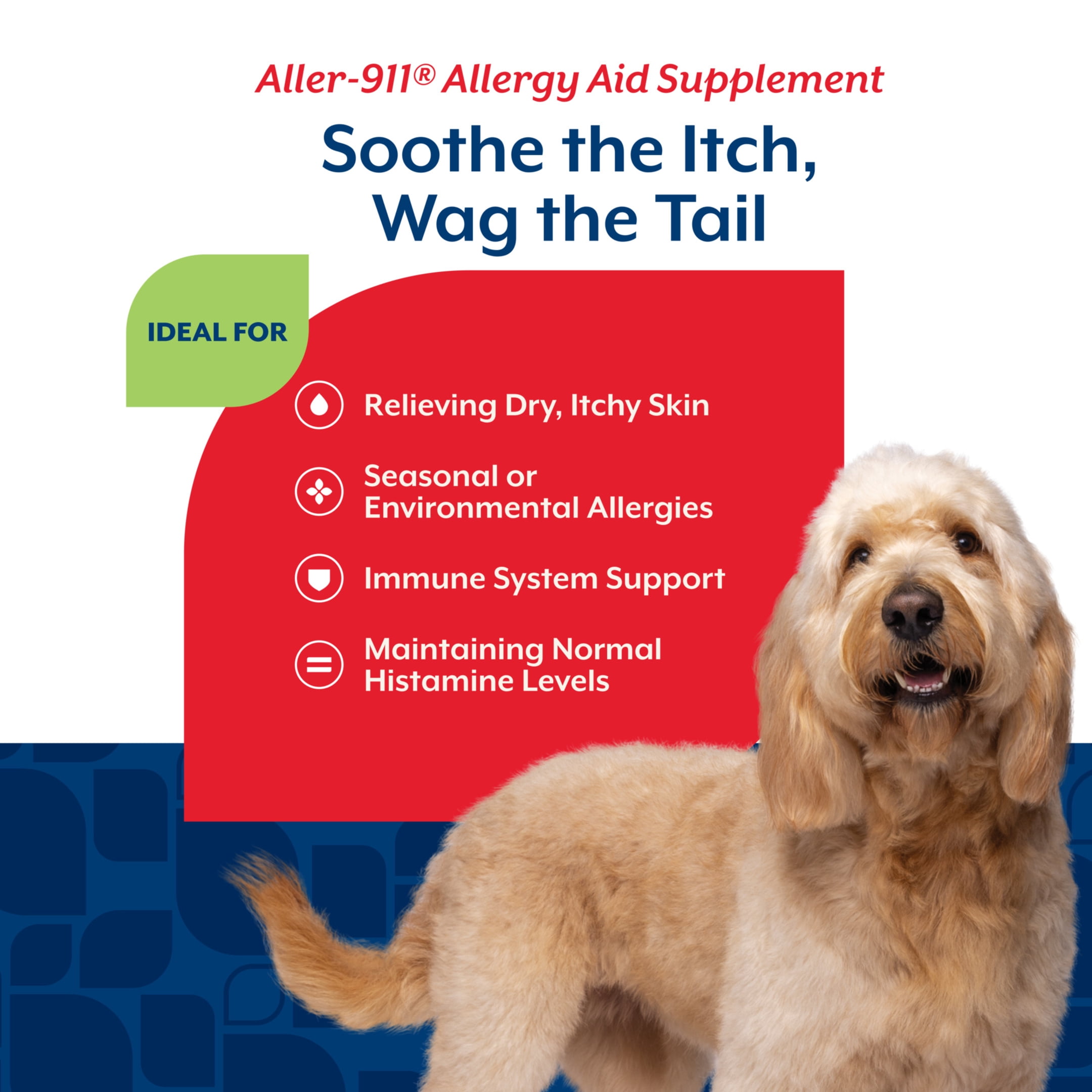 NaturVet Aller-911 Allergy Aid Supplements for Dogs, Bacon and Chicken Flavor, 180 Count