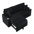 thumbnail image 4 of 80-Inch Two-In-One Folding Sofa, Foldable and Hidden Lying Function, Corduroy Fabric, Equipped with Cup Holder and Pillow, Easily Adapts to The Living Room Space (Black), 4 of 11