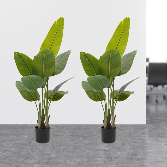 47.2” H Potted Faux Plants Fake Plant Artificial Plant with Black Pot-Type Base for Home Decor,Set of 2