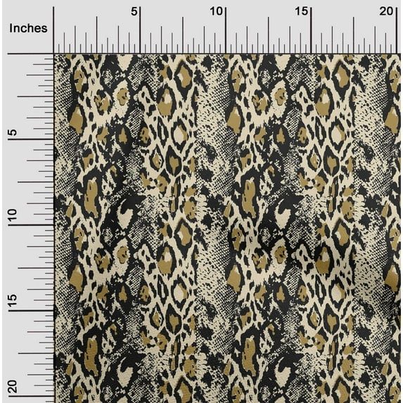 oneOone Cotton Silk China Ivory Fabric Leopard & Snake Animal Skin Quilting Supplies Print Sewing Fabric By The Yard 42 Inch Wide