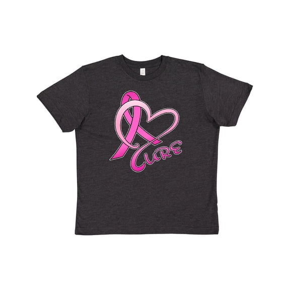 Inktastic Cure- Breast Cancer Awareness pink ribbon Youth T-Shirt