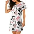 thumbnail image 2 of Naloa Lilies Flowers Print Women Nightgowns,Womens Loungewear,Short Sleeve Sleepwear,Comfy Ladies Nightdress, 2 of 6