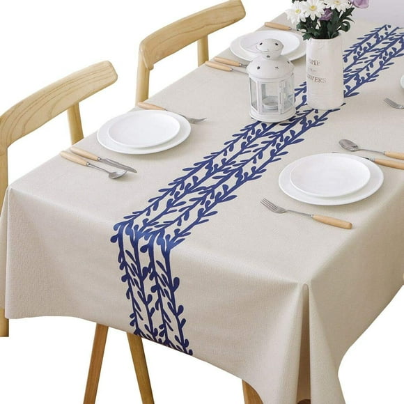 Table Cloth Wipeable Tablecloth PVC Plastic Wipe Clean Waterproof Rectangular Table Cover Protector for Kitchen Picnic Outdoor Indoor (Rattan, 140x200 cm)