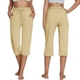 thumbnail image 4 of Capri Pants for Women 2025 Elastic Waist Straight Leg Casual Loose Capris with Pockets Womens Cropped Pants, 4 of 6