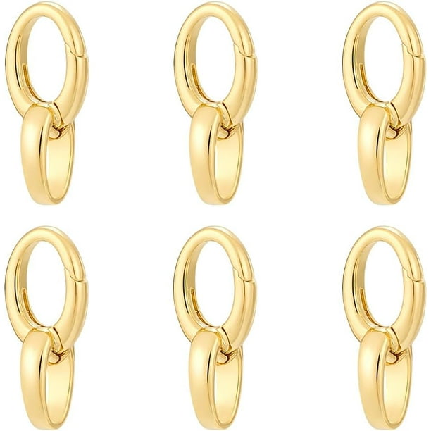 Cierres de resorte chapados en oro de 18k (6 unidades) para colgantes, conectores de joyería, clips para collares con eslabones dorados.