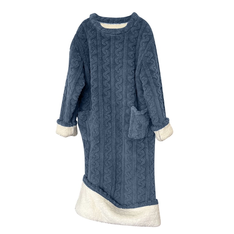 winter muumuu dresses Sakmal Cozy Mumu Nightgowns for Women with Pockets Blue Thickened Warmth Ultra-Soft Mumu Dress Long Solid Long Sleeve Crew Neck Nightgowns S-L Color:Light-Blue-Print Only a limited quantity SD-12.18.25 Buy Gerua Navy Blue