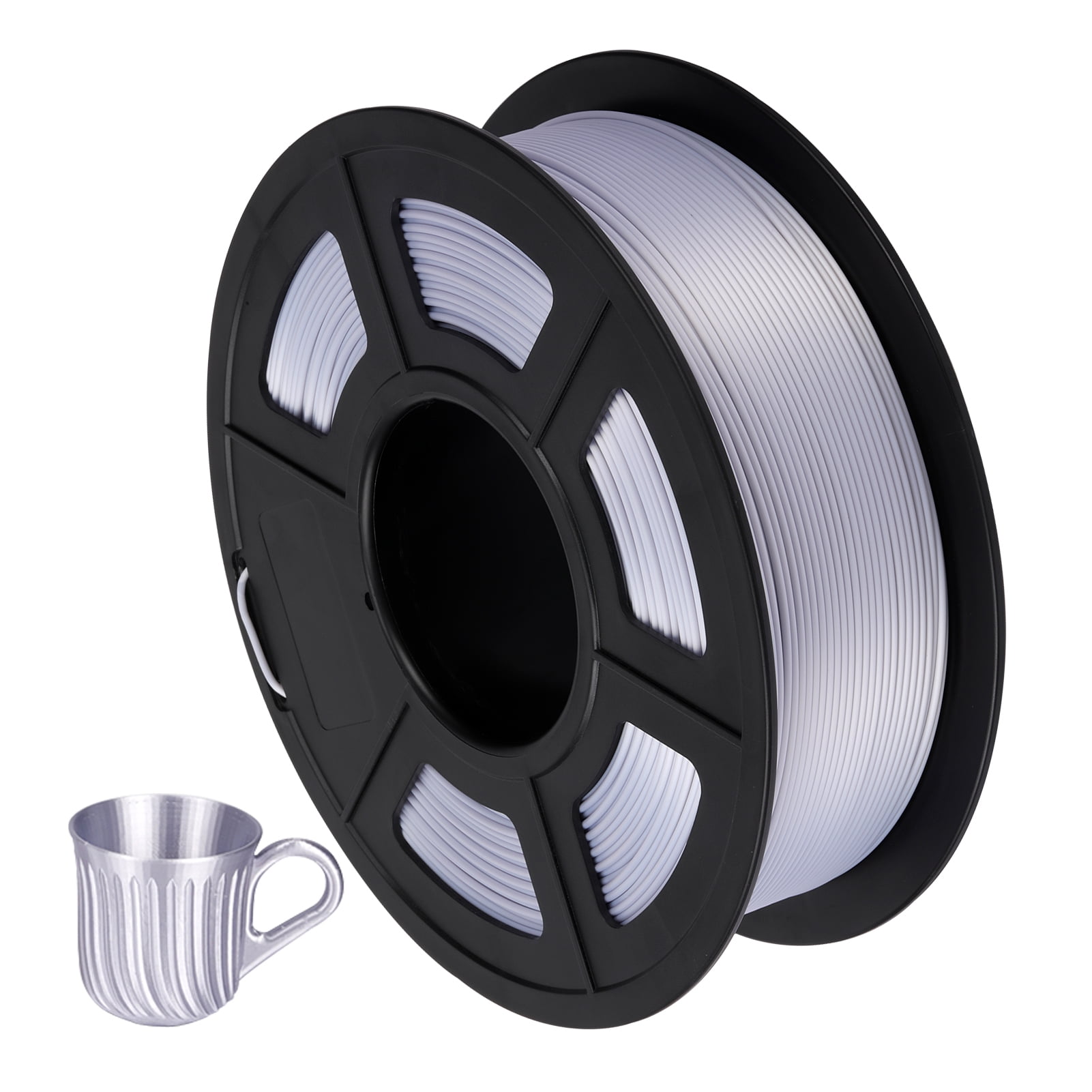 1 kg Spool Silk PLA Silver 1.75 mm PLA Filament Dimensional Accuracy +/- 0.02 mm SUNLU PLA Silk Silver 3D Printer Filament