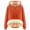 thumbnail image 2 of Baqcunre Long Sleeved Solid Color Velvet Warm Round Neck Casual Hooded Sweatshirt Womens Tops Womens Hoodies Graphic Hoodies Women Clothing Sweatshirt For Women,Color Orange,Size 3XL, 2 of 3