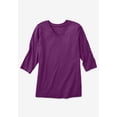thumbnail image 6 of Woman Within Plus Size Perfect Three-Quarter Sleeve V-Neck Tee (Petite Available), 6 of 6