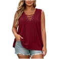 thumbnail image 2 of NominalSnug Plus Size Sweaters Vest for Women Ribbed Knit Sleeveless Top Crisscross V Neck Pullover Top Casual Loose Pleated Tunic Tops, 2 of 6