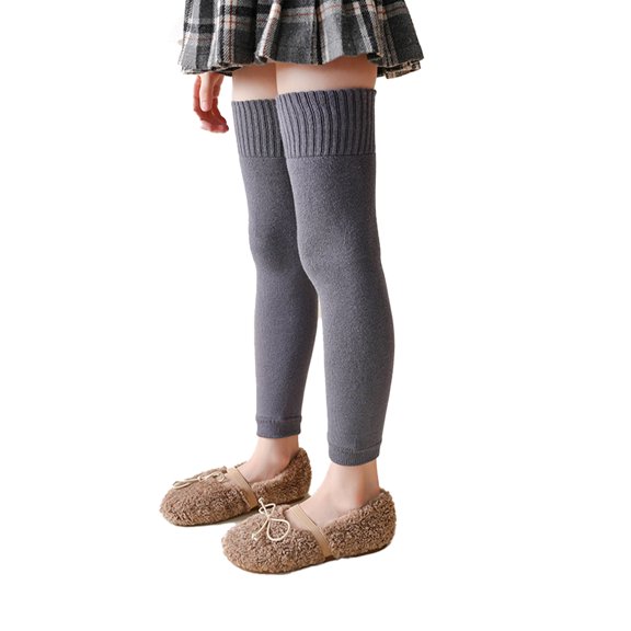 Qudderr Kids Toddlers Girls Leg Warmers Padded Knee-Length Socks Baby Solid Color Thigh High Socks for Winter 1 Pairs 3-12T