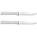 Rada Cutlery Serrated Steak Knife Stainless Steel Blade With Aluminum Made in USA, 7-3/4 Inches, Silver Handle, Pack of 2