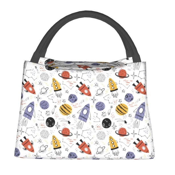 Fotbe Rocket Planets Bolsa Térmica Portátil con Estampado, Bolsa de Entrega de Alimentos Aislada, Bolsa Reutilizable de Gran Capacidad para Comidas y Supermercado