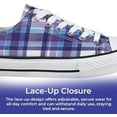 thumbnail image 3 of Sagefinds Purple Plaid Sneakers Lace-Up Style, Rubber Toe, and Nonskid Sole - Checkered Shoes - 7, 3 of 7