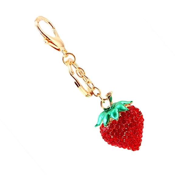 Masteelf Rhinestone Strawberry Key Chain Key Ring Handbag Pendant Car Hanging Decoration Holiday Gift