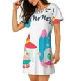 thumbnail image 2 of Naloa Gnomes Summer Print Women Nightgowns,Womens Loungewear,Short Sleeve Sleepwear,Comfy Ladies Nightdress, 2 of 6