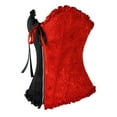thumbnail image 5 of Lace Up Overbust Corset for Women Plus Size Vintage Bustier Corsets Top Floral Pleated Waist Cincher Bustier with Zipper, 5 of 6