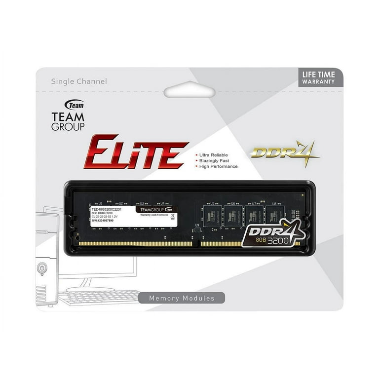 Team ELITE 8GB DDR4 SDRAM Memory Module - For Desktop PC - 8 GB