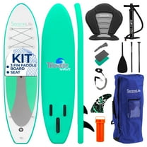 SereneLife 11 Inflatable Stand Up Paddle Board with Detachable Seat SUP Paddleboard Set, Rolls Up for Easy Storage and Transport, Non-Slip EVA Deck Pad, 32" Wide Design, 275 lbs. Capacity